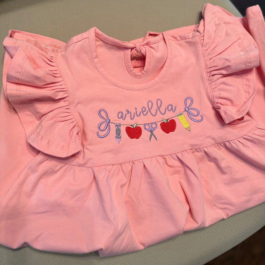 Bow Back 2 School Puff Sleeve T- Shirt