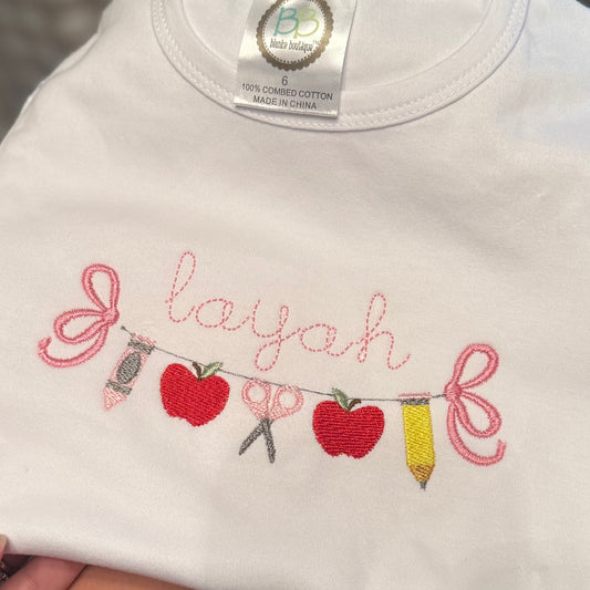 Bow Back 2 School Puff Sleeve T- Shirt